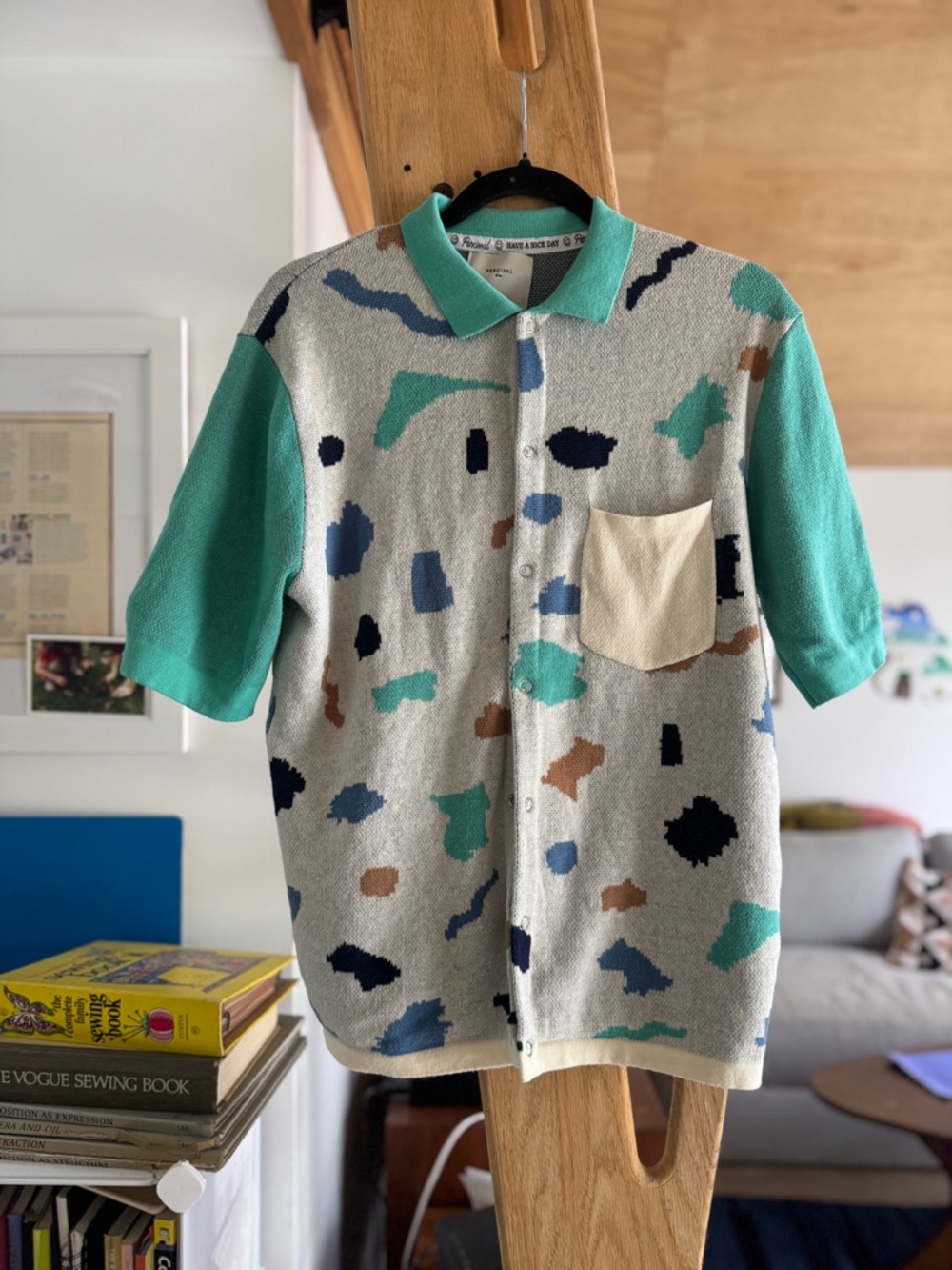 Men's Percival Terrazzo knit snap up shirt (M)